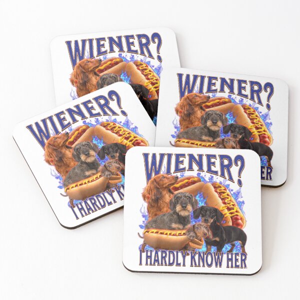 Item preview, Wiener? I Hardly Know Her Funny Dachshund Dog Pun designed and sold by HolySausage.