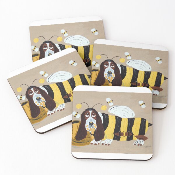 Item preview, Basset Hound in Bee Costume raiding Hive designed and sold by Squirreldumplings.