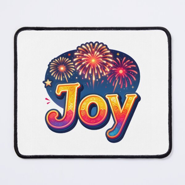 Item preview, Vibrant fireworks bursting in the night sky and the word “Joy” in bold, colorful letters designed and sold by Beleza e Estilo.