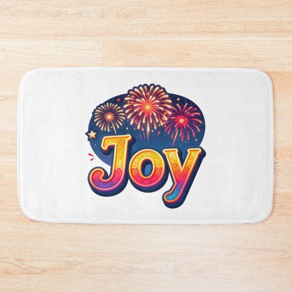 Item preview, Vibrant fireworks bursting in the night sky and the word “Joy” in bold, colorful letters designed and sold by Beleza e Estilo.
