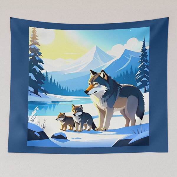 Item preview, Wolf with cubs in Siberian snow designed and sold by Creative Visualize.