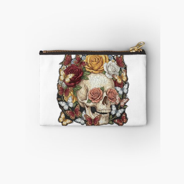 Item preview, Gothic floral skull design, Roses & butterflies Tee designed and sold by Lunevalleyart.