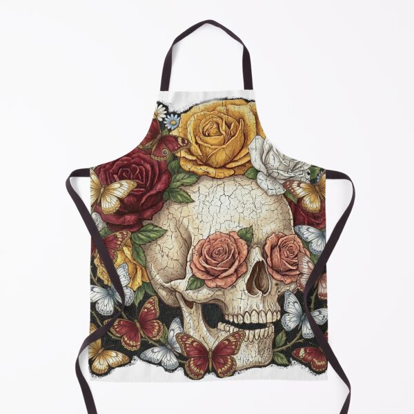 Item preview, Gothic floral skull design, Roses & butterflies Tee designed and sold by Lunevalleyart.