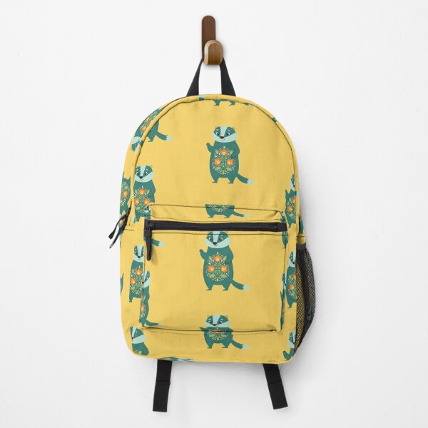 Item preview, Botanical badger with warm teal folk pattern – © heidiannemorris Scandinavian Folk Art designed and sold by FOLK ART FUSION by heidiannemorris.