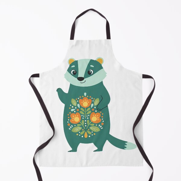 Item preview, Botanical badger with warm teal folk pattern – © heidiannemorris Scandinavian Folk Art designed and sold by FOLK ART FUSION by heidiannemorris.