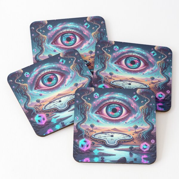 Item preview, Surreal Cosmic Eye Melting Clock Vaporwave Art designed and sold by SholoStudio.