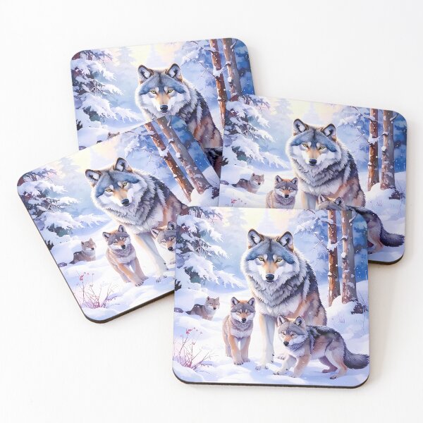 Item preview, Wolf with cubs in snowy forest designed and sold by Creative Visualize.