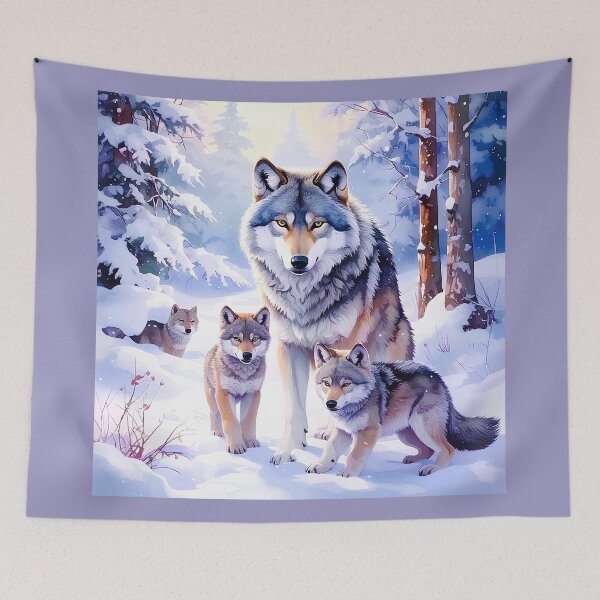 Item preview, Wolf with cubs in snowy forest designed and sold by Creative Visualize.