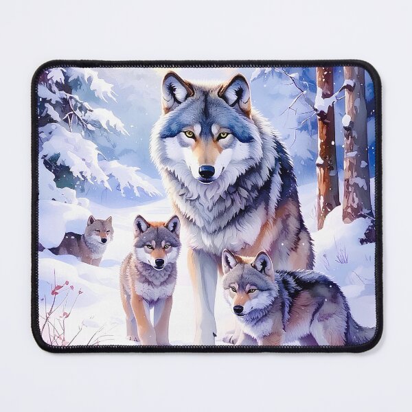Item preview, Wolf with cubs in snowy forest designed and sold by Creative Visualize.