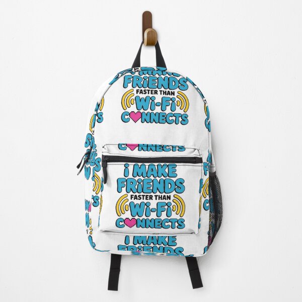 Item preview, I Make Friends Faster Than Wi‑Fi Connects – Funny Extrovert T‑Shirt designed and sold by MerchlyMike.