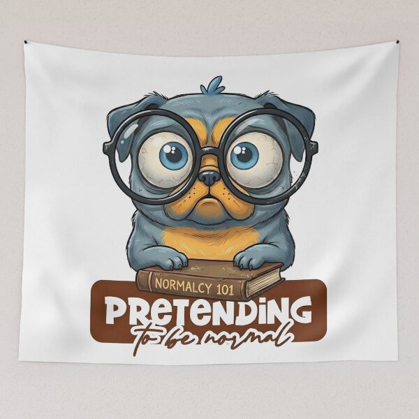 Item preview, Pretending To Be Normal Wide-Eyed Pug Art designed and sold by TerryCoreCraft.