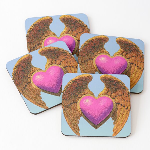 Item preview, Winged Angelic Heart | Pink & Celestial Art designed and sold by BlissxPals.