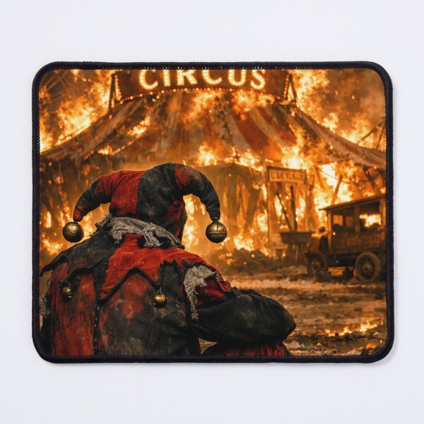 Item preview, Burning Circus Tent with Clown designed and sold by WitchyBotanicaArt.