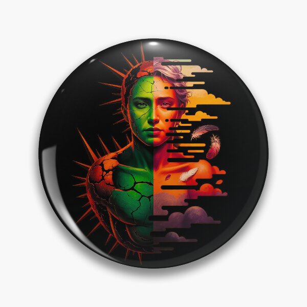 Item preview, Split Soul Angel Warrior Portrait With Burning Clouds designed and sold by Amanda's Factory.
