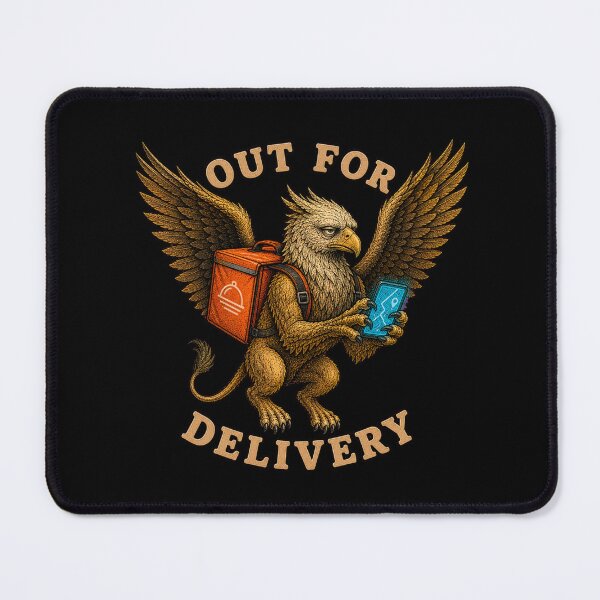 Item preview, Griffin Food Delivery Exhausted Retro Graphic Tee designed and sold by Mythic Ink Studio.