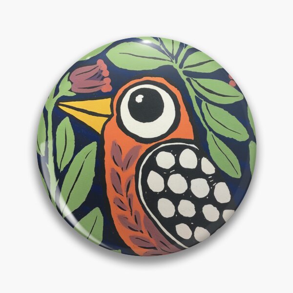 Item preview, Orange Folk Bird Print | Scandinavian Botanical Bird Art designed and sold by Filora Atelier | Bird Art.
