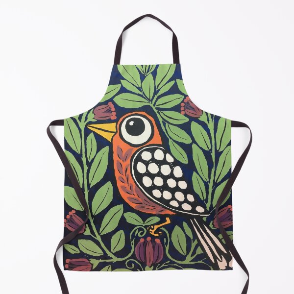 Item preview, Orange Folk Bird Print | Scandinavian Botanical Bird Art designed and sold by Filora Atelier | Bird Art.