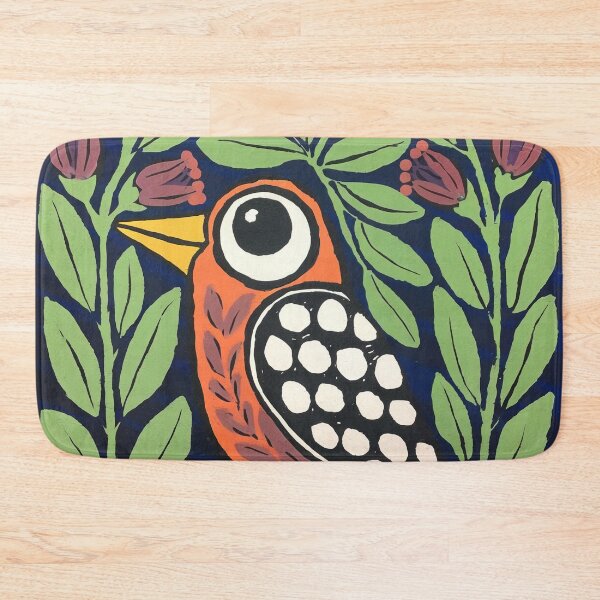 Item preview, Orange Folk Bird Print | Scandinavian Botanical Bird Art designed and sold by Filora Atelier | Bird Art.