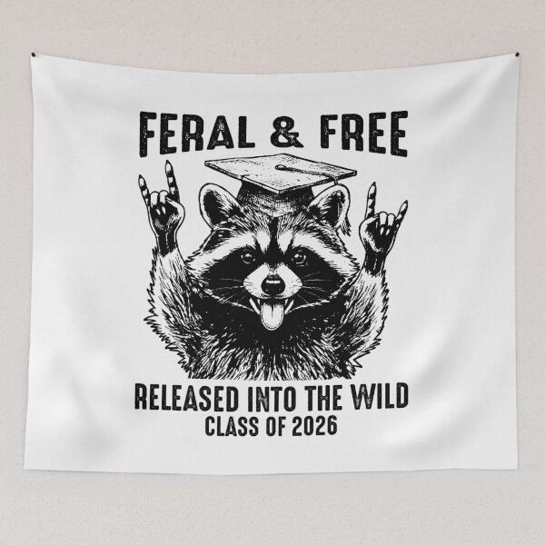 Item preview, Feral And Free Class Of 2026 Released Into The Wild Graduation Raccoon designed and sold by gunaone-design.