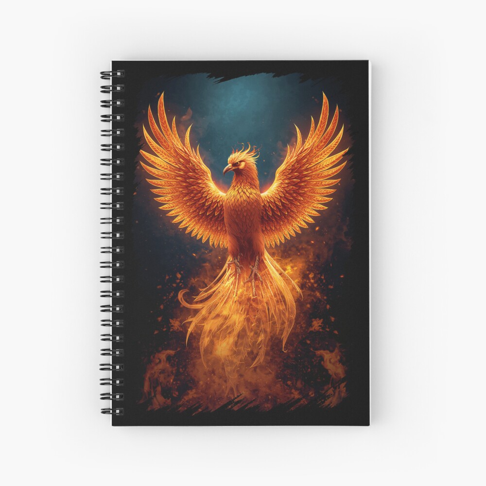 Fiery Phoenix Rising: One Design, On Everything — Spiral Notebook