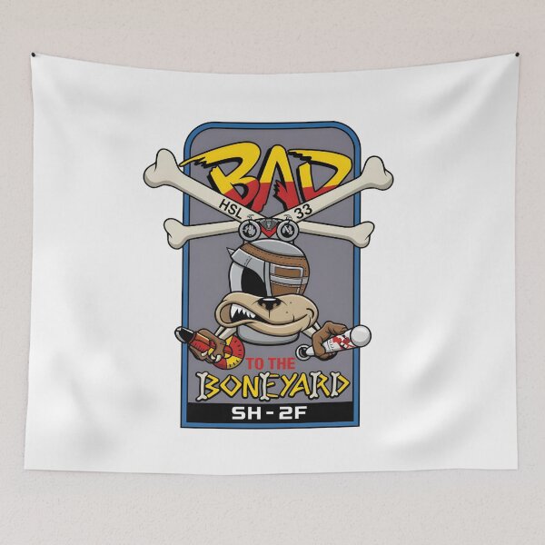 Item preview, Commemorative Decommissioning Patch for HSL-33 "Seasnakes" - SH-2F Seasprite "Bad to the Boneyard" designed and sold by CharlieDesings.