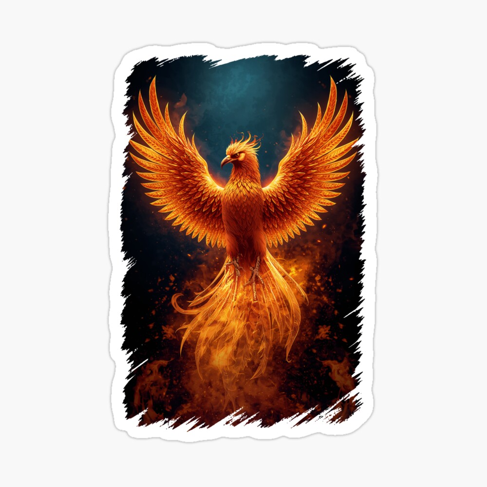 Fiery Phoenix Rising: One Design, On Everything — Sticker
