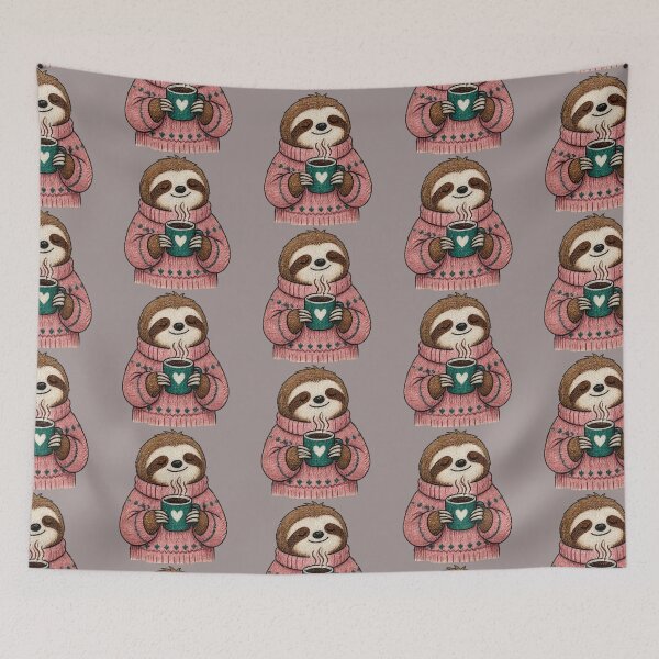 Item preview, Cozy Sloth Coffee Lover Winter Aesthetic Design designed and sold by ArtdesignsA.
