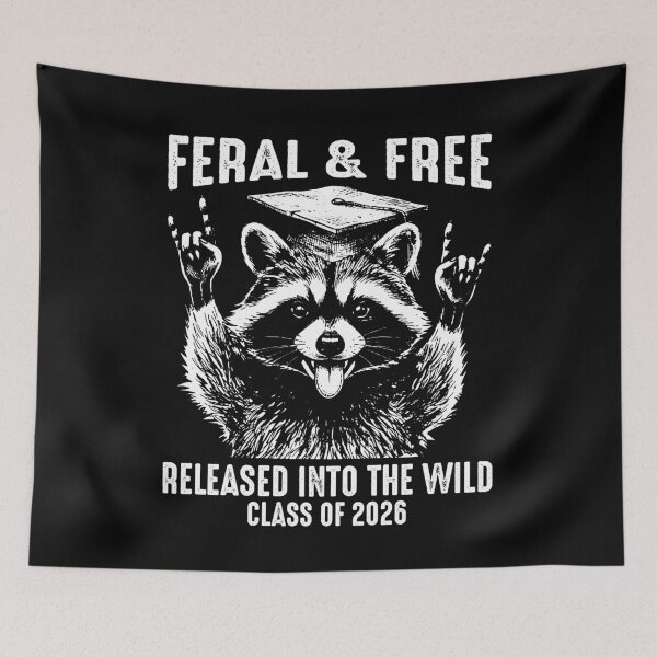 Item preview, Feral And Free Class Of 2026 Released Into The Wild Graduation Raccoon designed and sold by gunaone-design.
