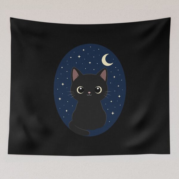 Item preview, Introvert Cat Night Sky | Cozy Aesthetic Black Cat Moon Stars | Quiet Vibes Cute Kawaii Cat Lover Gift designed and sold by stylishdzign.