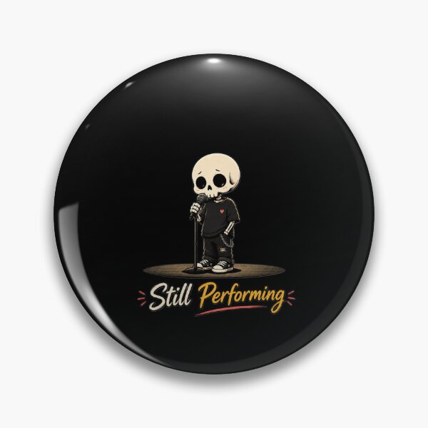 Item preview, Skeleton Singer Standing at Mic with Still Performing Typography designed and sold by LOLKart.
