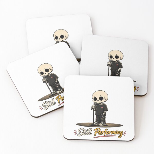 Item preview, Skeleton Singer Standing at Mic with Still Performing Typography designed and sold by LOLKart.