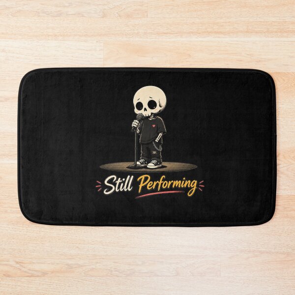Item preview, Skeleton Singer Standing at Mic with Still Performing Typography designed and sold by LOLKart.