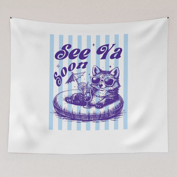 Item preview, See Ya Soon Summer Raccoon designed and sold by krystalRomanart.