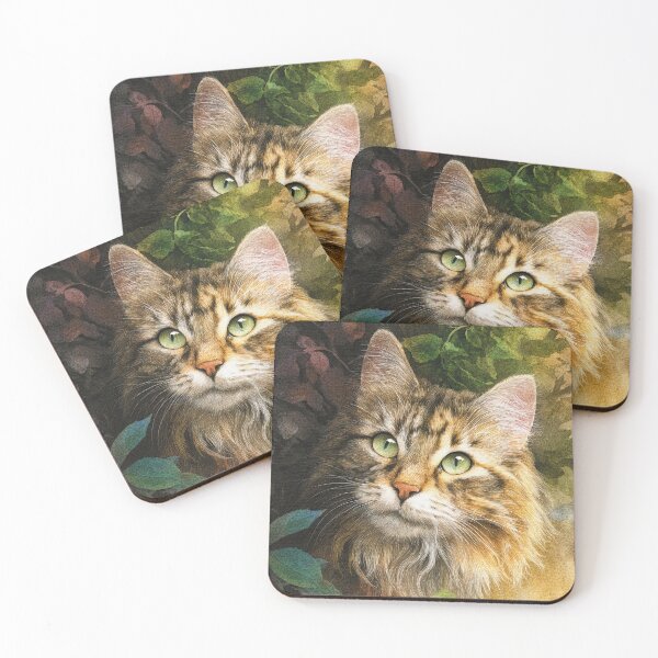 Item preview, Watercolor Tabby Cat Portrait with Garden Leaves Background designed and sold by RyanPhamDesigns.