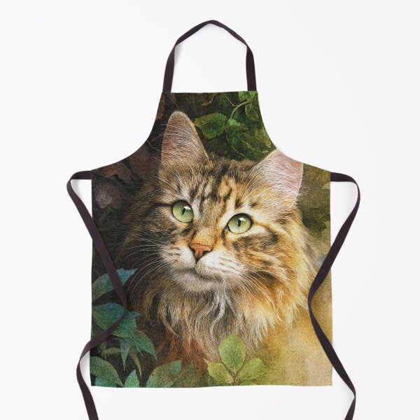Item preview, Watercolor Tabby Cat Portrait with Garden Leaves Background designed and sold by RyanPhamDesigns.