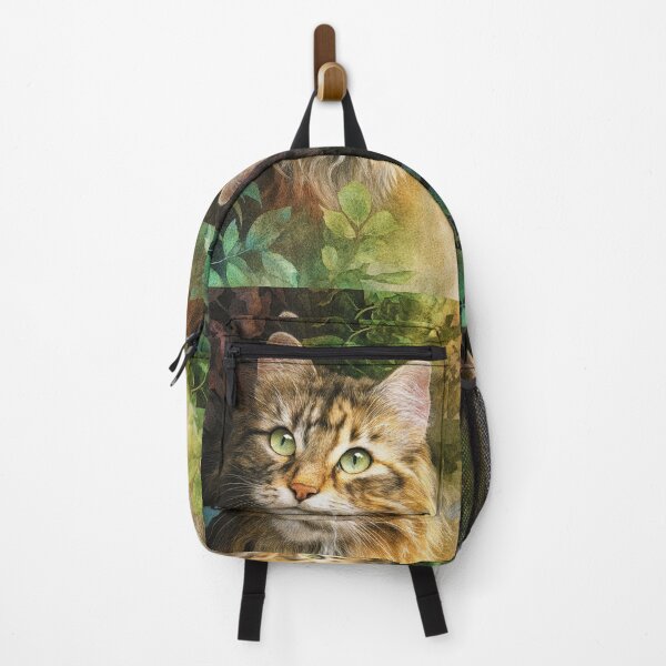 Item preview, Watercolor Tabby Cat Portrait with Garden Leaves Background designed and sold by RyanPhamDesigns.