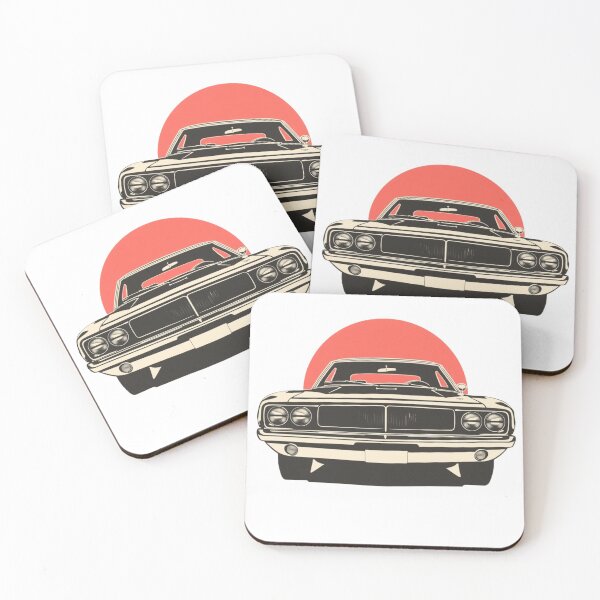 Item preview, Retro Muscle Car Silhouette Neon Sun Edition designed and sold by PrintologyAura.