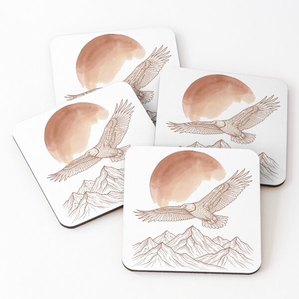 Item preview, Bald Eagle Flying Over Mountains with Blood Moon | Majestic Eagle Line Art | Minimalist Eagle Nature Print | Freedom Eagle Illustration designed and sold by NeonKawaiiCo.