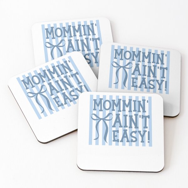 Item preview, Mommin Ain't Easy Blue Preppy Stripes designed and sold by krystalRomanart.