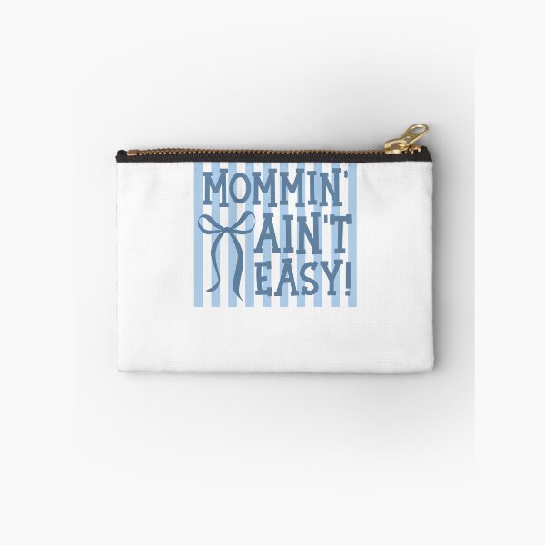 Item preview, Mommin Ain't Easy Blue Preppy Stripes designed and sold by krystalRomanart.