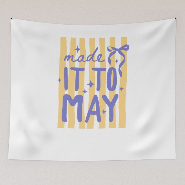 Item preview, Made It To May Preppy Purple Ribbon And Gold Stripes designed and sold by krystalRomanart.