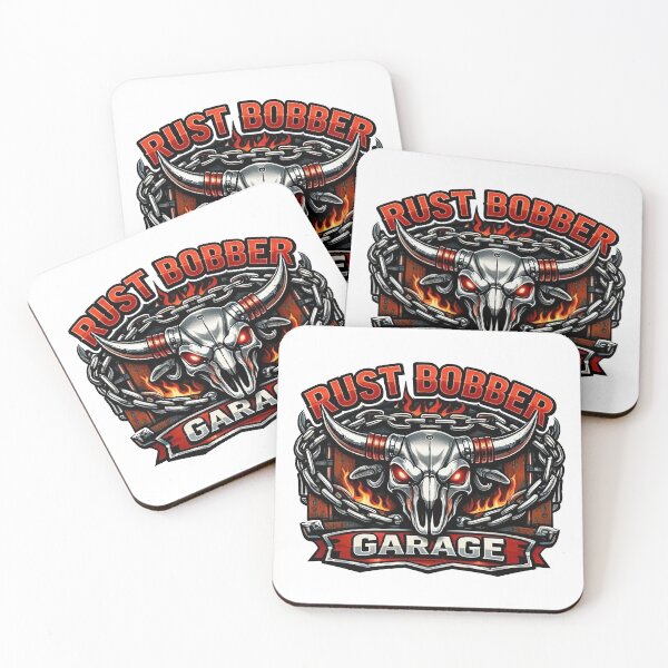 Item preview, Rust Bobber Garage Custom Motorcycle Art - Badass Bull Skull Graphic designed and sold by SasquatchTrail.