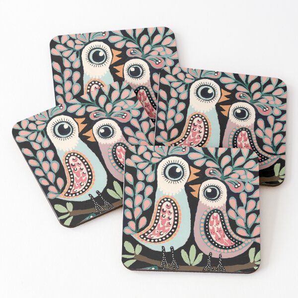 Item preview, Folk Lovebirds Art Print  designed and sold by Filora Atelier | Bird Art.