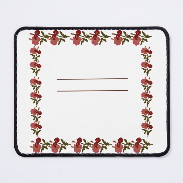 Item preview, Floral notes page template with hibiscus border and lined paper background. designed and sold by TaniaArtDesign.