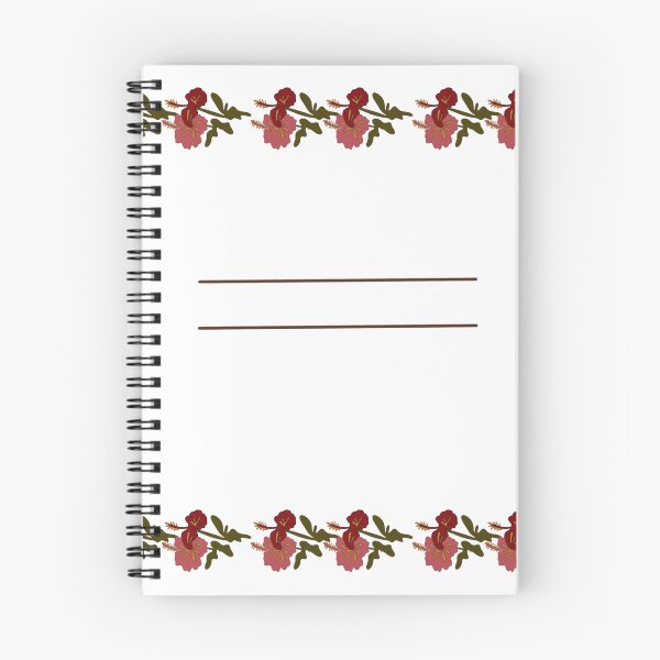 Item preview, Floral notes page template with hibiscus border and lined paper background. designed and sold by TaniaArtDesign.