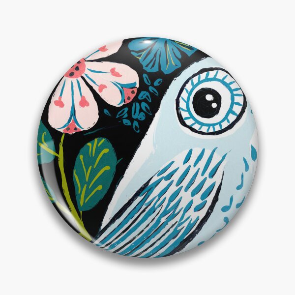 Item preview, Blue Botanical Bird Print | Folk Art Bird  designed and sold by Filora Atelier | Bird Art.