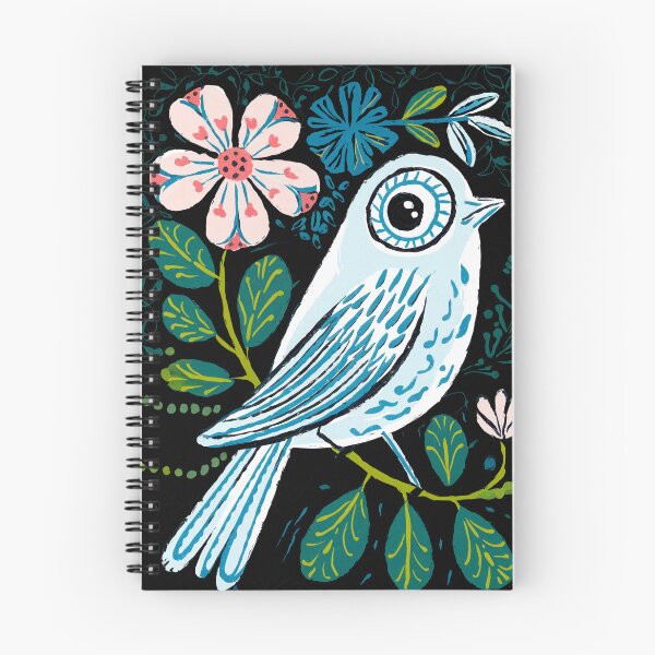 Item preview, Blue Botanical Bird Print | Folk Art Bird  designed and sold by Filora Atelier | Bird Art.