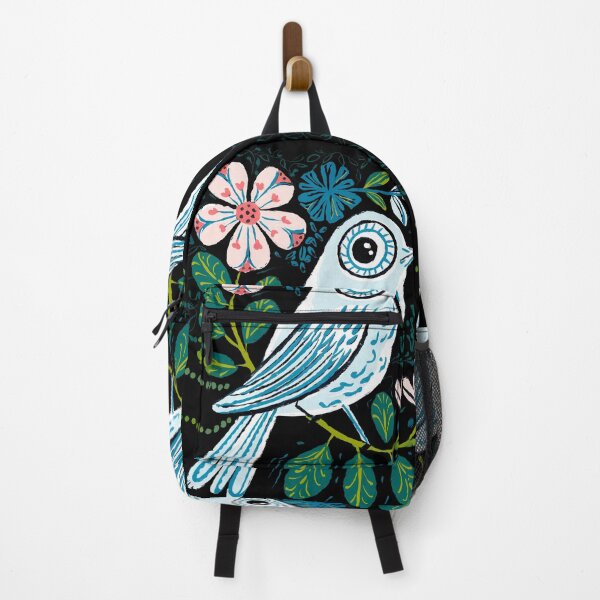 Item preview, Blue Botanical Bird Print | Folk Art Bird designed and sold by Filora Atelier | Bird Art.