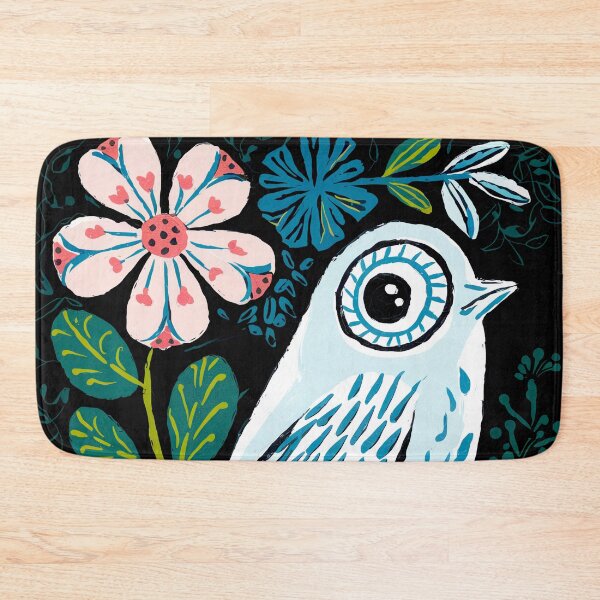 Item preview, Blue Botanical Bird Print | Folk Art Bird  designed and sold by Filora Atelier | Bird Art.