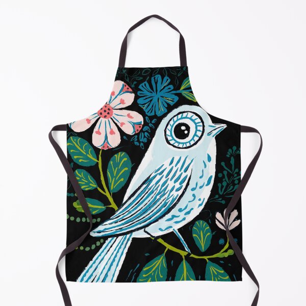 Item preview, Blue Botanical Bird Print | Folk Art Bird designed and sold by Filora Atelier | Bird Art.